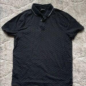 Express Black and White Patterned Polo Shirt